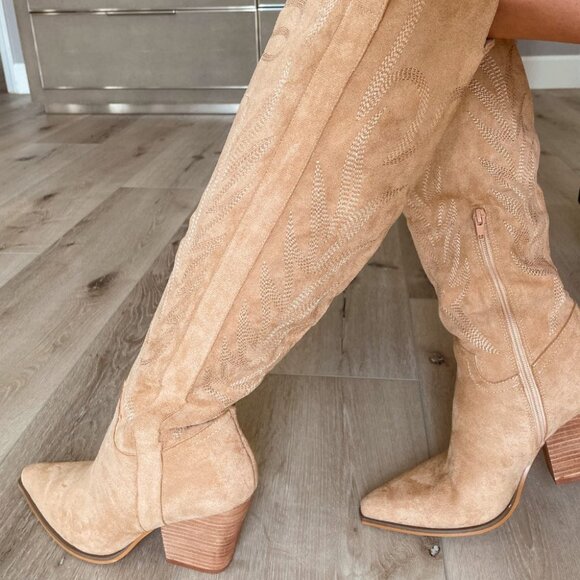 Tall Western Boots for Women - Tan - Picture 7 of 8